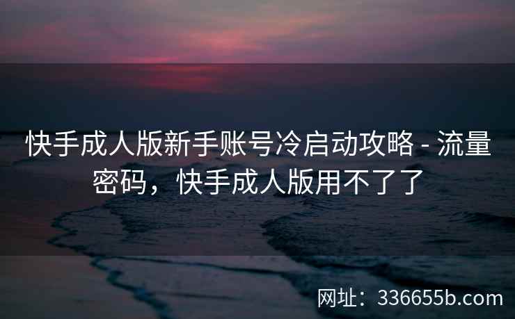 快手成人版新手账号冷启动攻略 - 流量密码，快手成人版用不了了